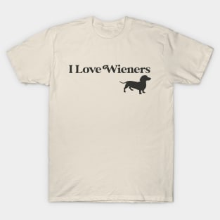 I Love Wieners (Dark on Light) T-Shirt